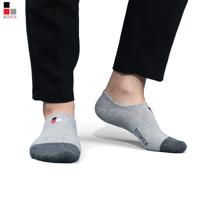 Tất Nam Công Sở Cotton Giày Lười Cổ Ngắn Kháng Khuẩn Khử Mùi Bizmen - CO.06 - Ghi